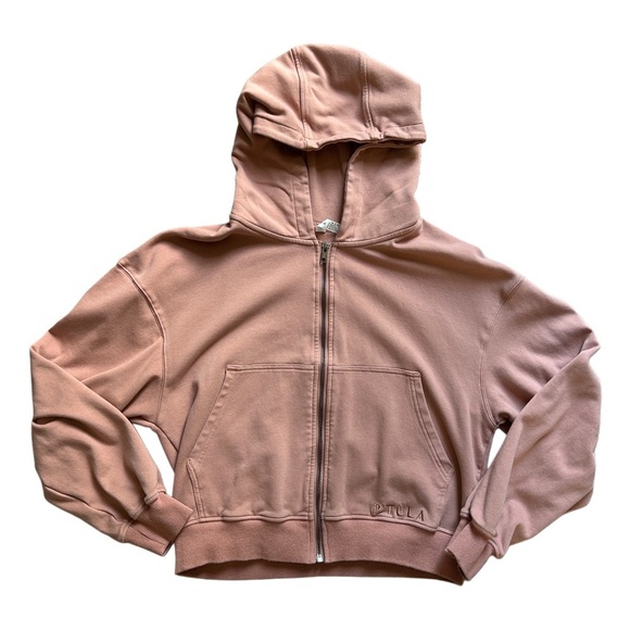 P'tula Pink Favorite Cropped Zip Up Hoodie Sweatshirt Size Medium - Picture 1 of 8